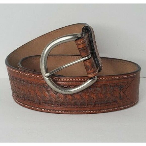 Olga Santini TOOLED BROWN GENUINE LEATHER 1 3/4\
